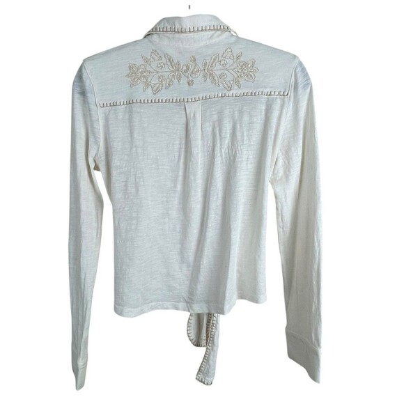 Idyllwind Women Embroidered Tie Front Knit Long Sleeve Western Pearl Snap Shirt - Picture 4 of 13